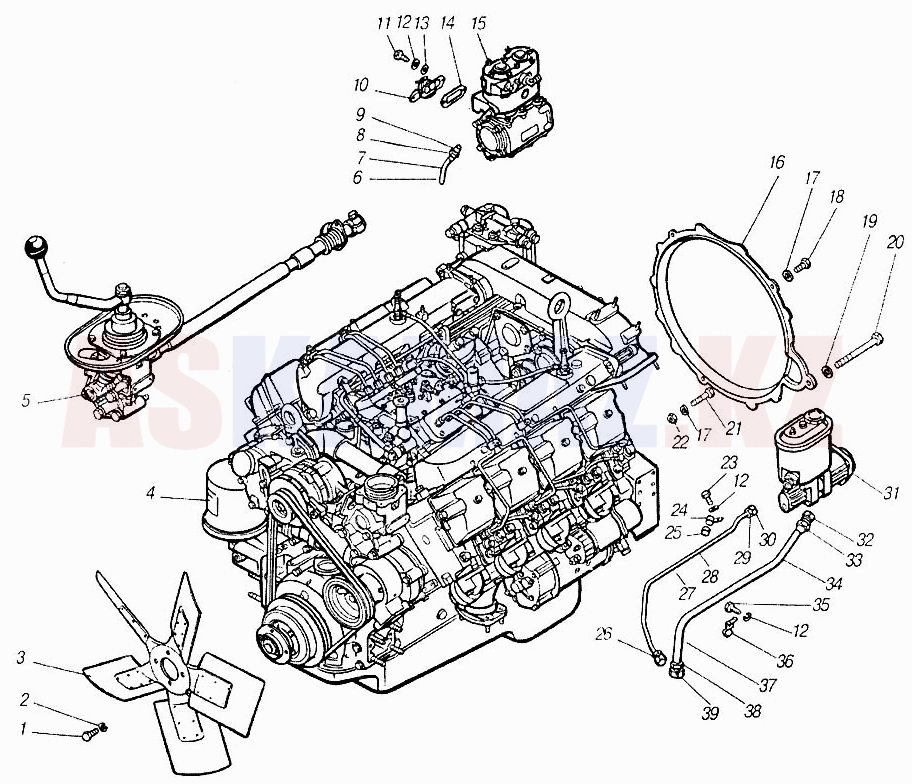 Двигатель с оборудованием (основная комплектация)