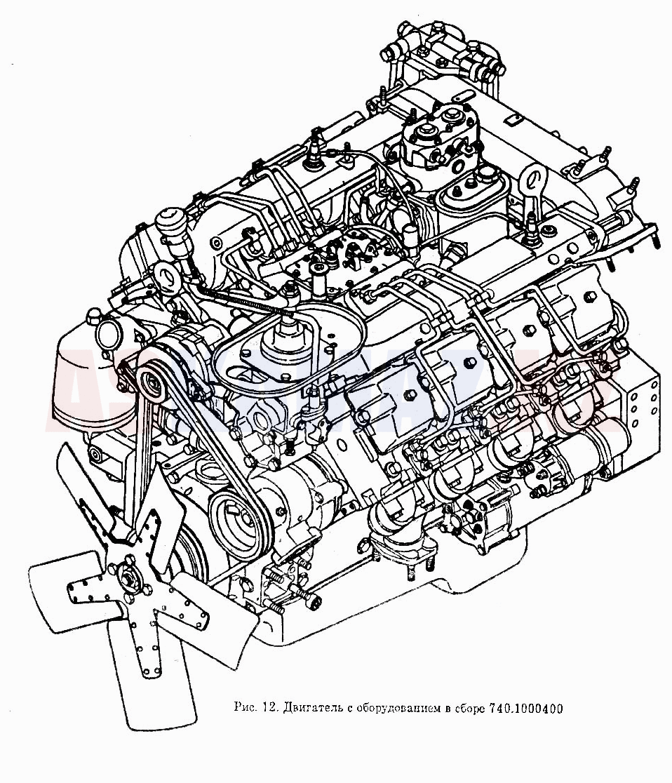 Двигатель с оборудованием в сборе, основная комплектация